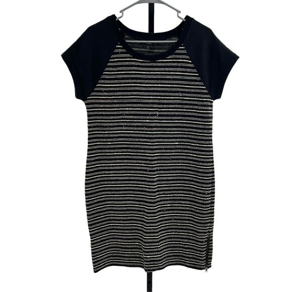 Sanctuary Women’s L Metallic Gold & Silver Sequin Tweed Dress Knee Length Boucle - Picture 2 of 8